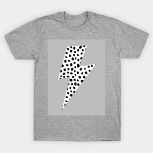 Dalmatian Spotty, Lightning Bolt on Grey T-Shirt